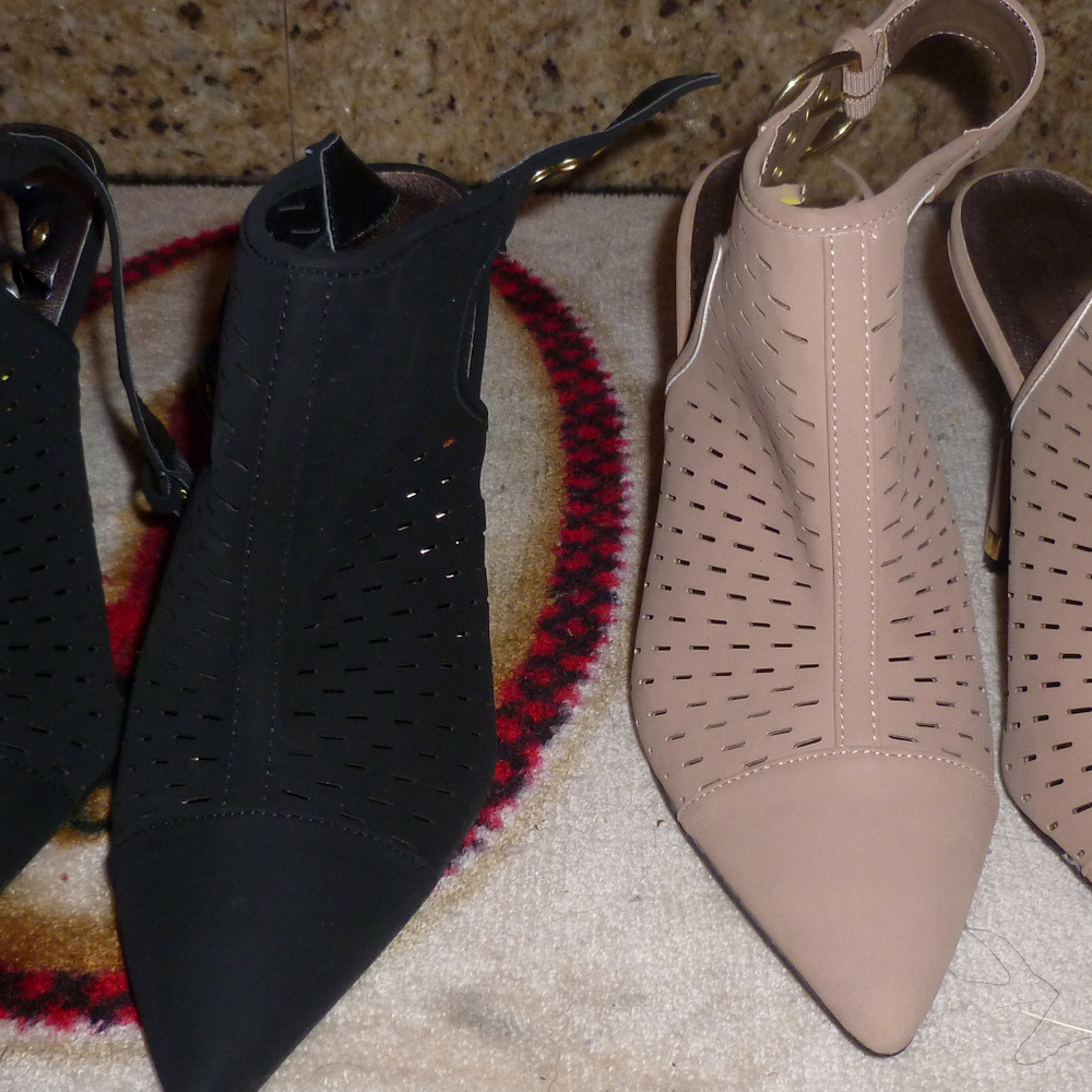 Slingback Black Beige Pointed Toe